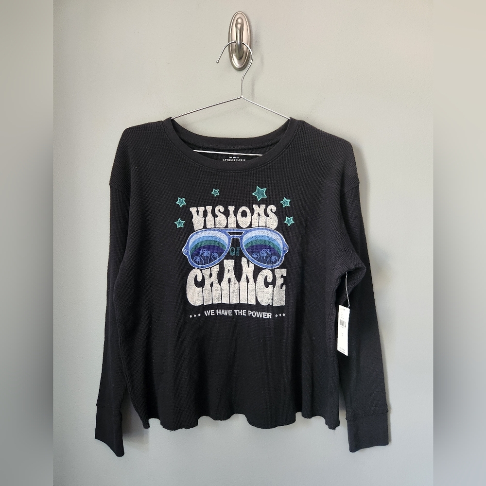 Anthropologie Sharlene Perkins Waffle Knit Visions Of Change Top Size Small NWT